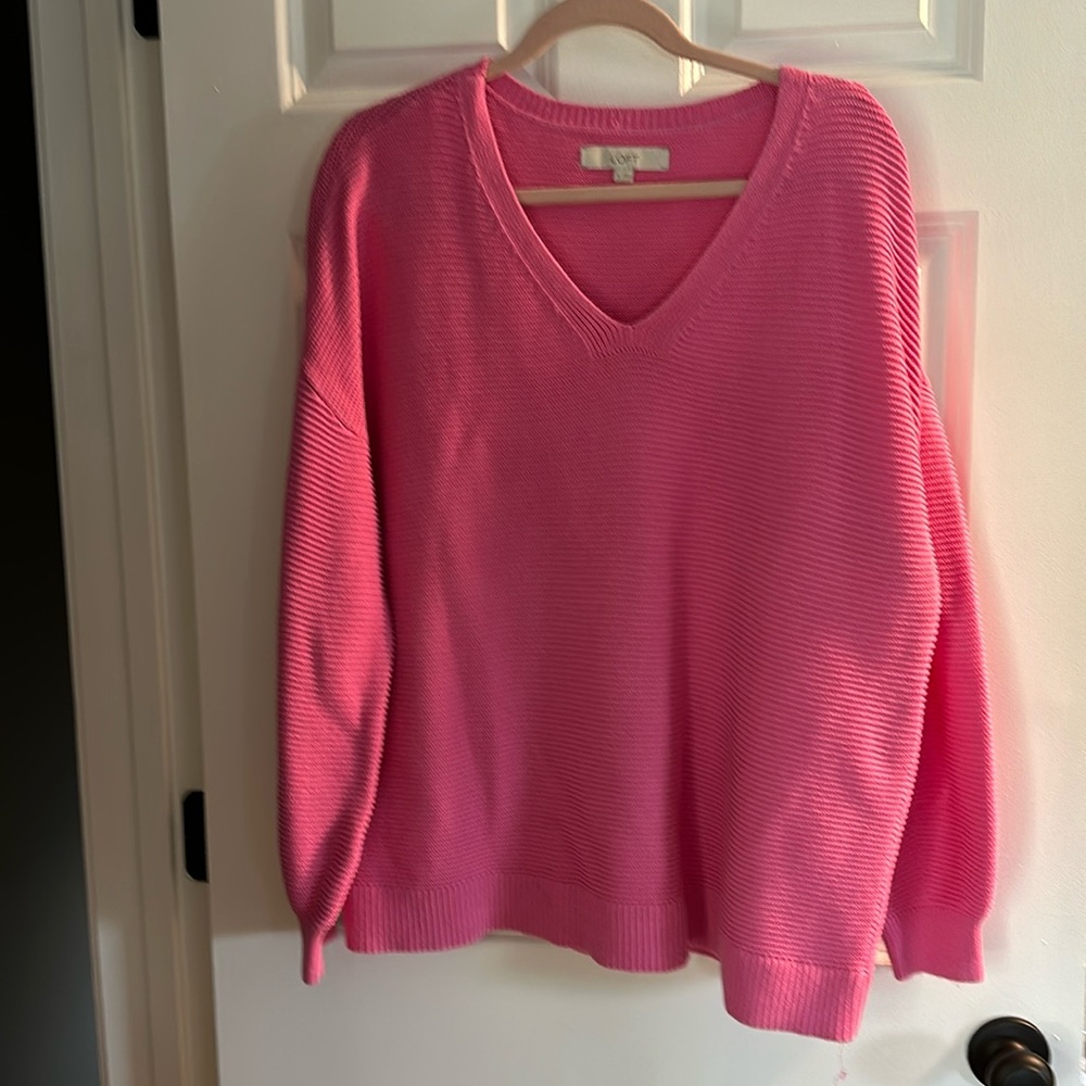 LOFT - Pink v-neck cotton sweater